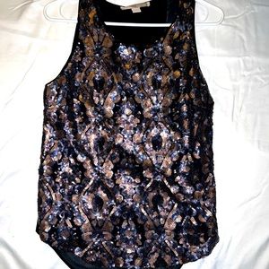 Sequin tank top with open sheer back